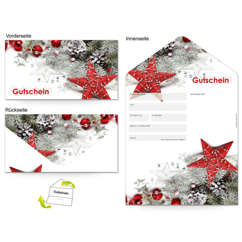 200 x Geschenkgutscheine Weihnachten Gutscheine Gutscheinkarten Sterne-660 